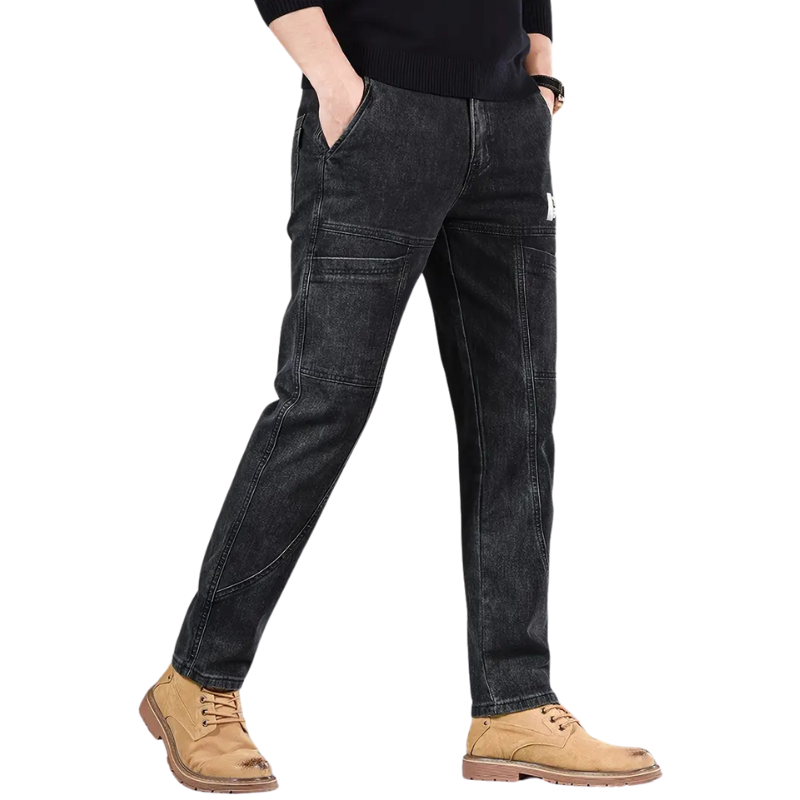 Men's Washed Print Denim Jeans