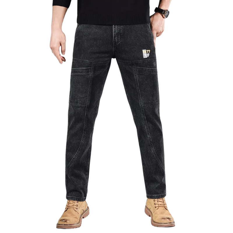 Men's Washed Print Denim Jeans