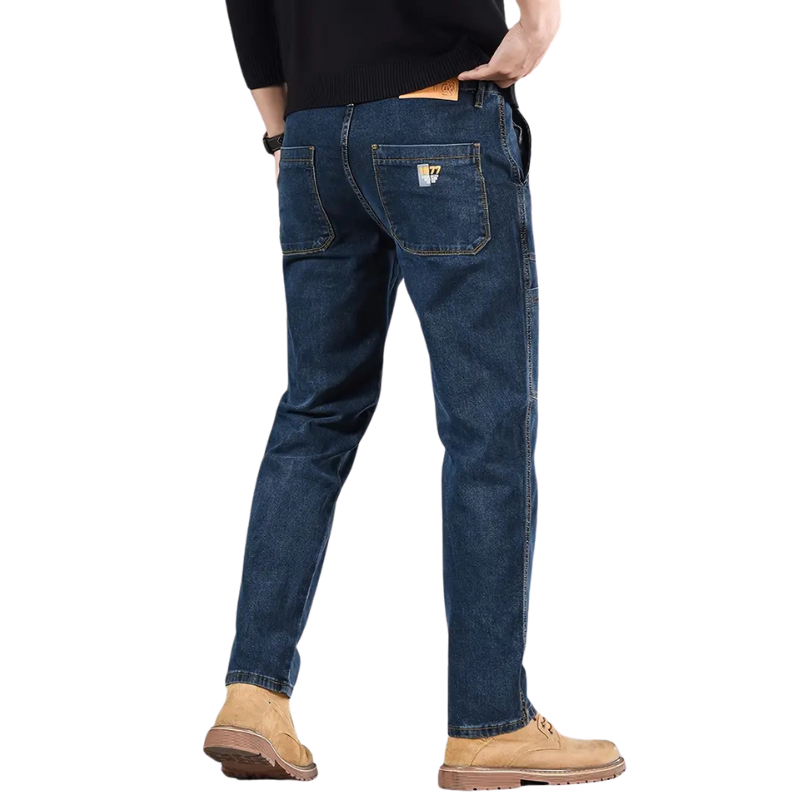 Men's Washed Print Denim Jeans