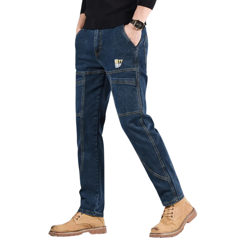 Men's Washed Print Denim Jeans