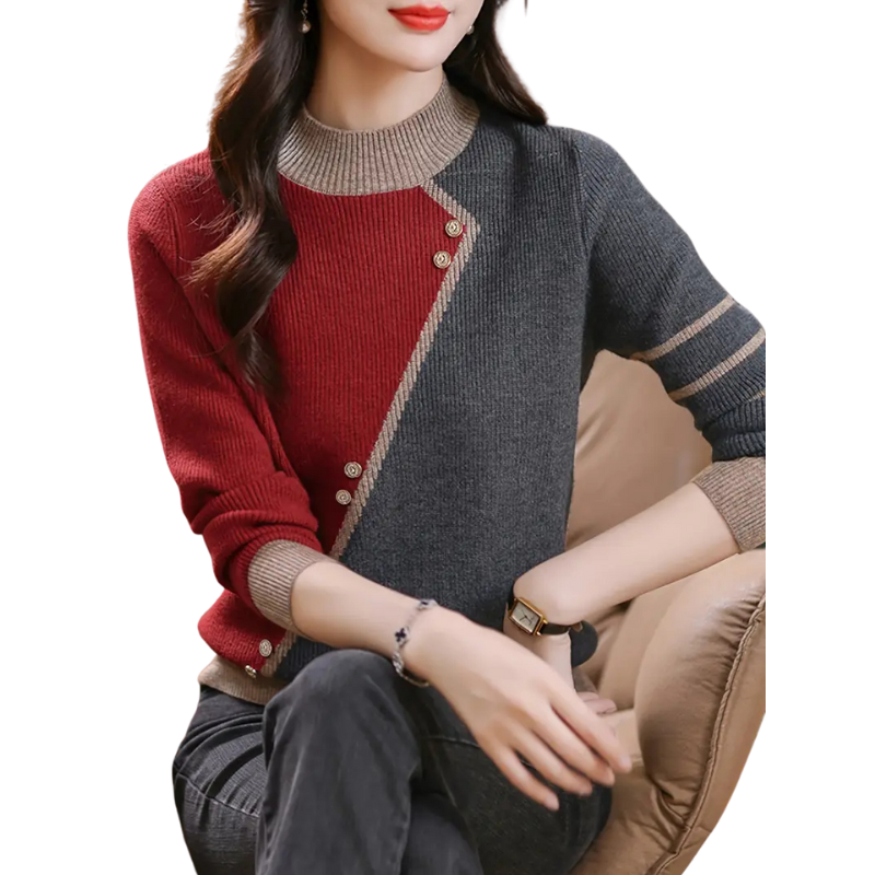 Women's Stylish High-Neck Knit Sweater