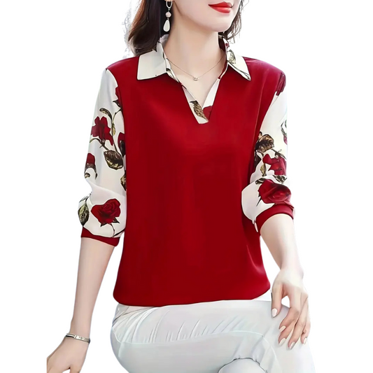 Floral Print Long Sleeve Casual Blouse