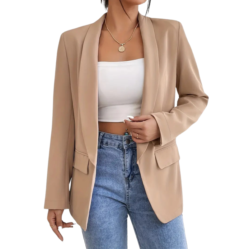 Women's Chic Beige Open-Front Blazer