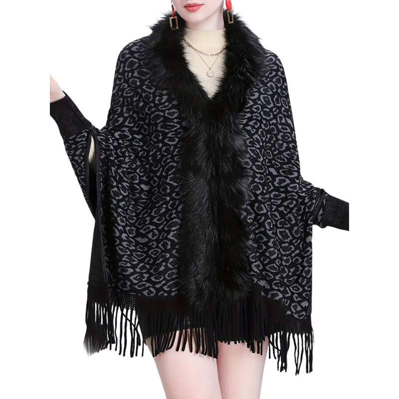 Women's Leopard Print Batwing Knit Cardigan