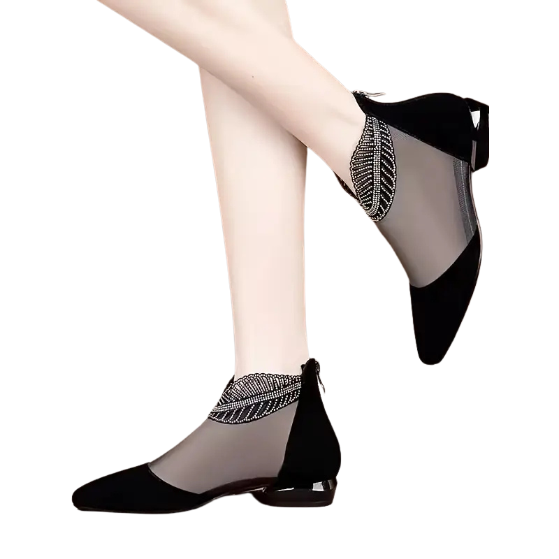 Women's Breathable Mesh Chunky Heel Boots