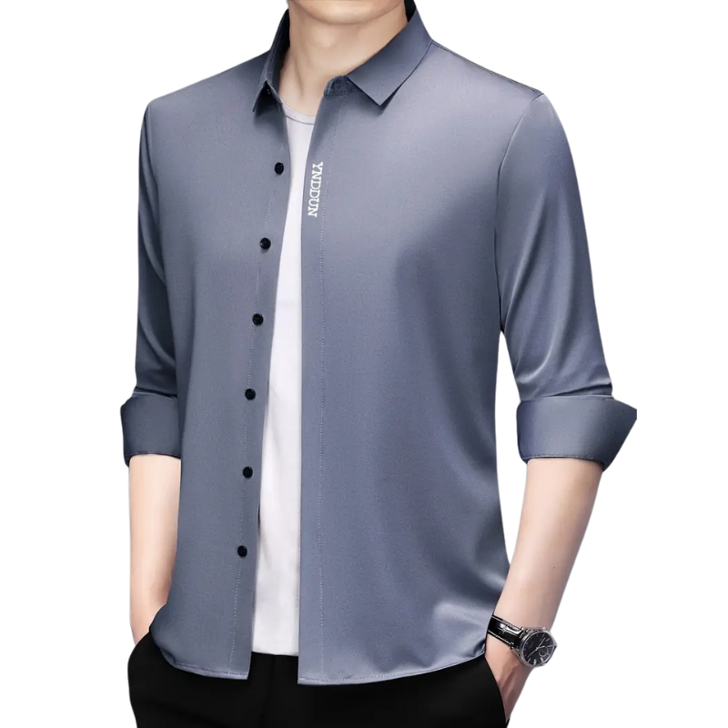 Stretchy Plain Long Sleeve Shirt