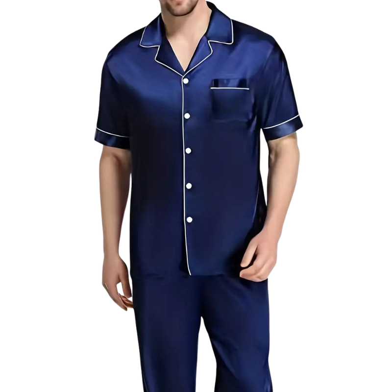 Silk Satin Men’s Pajama Set for Sleepwear