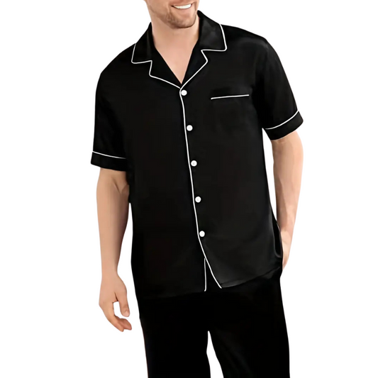 Silk Satin Men’s Pajama Set for Sleepwear